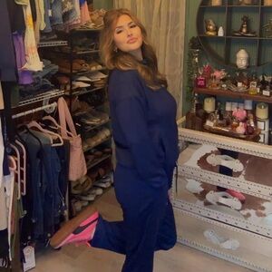 NWT Navy Blue 2 Piece Lounge Travel Set| Mock Neck Sweatshirt & Joggers| Cozy